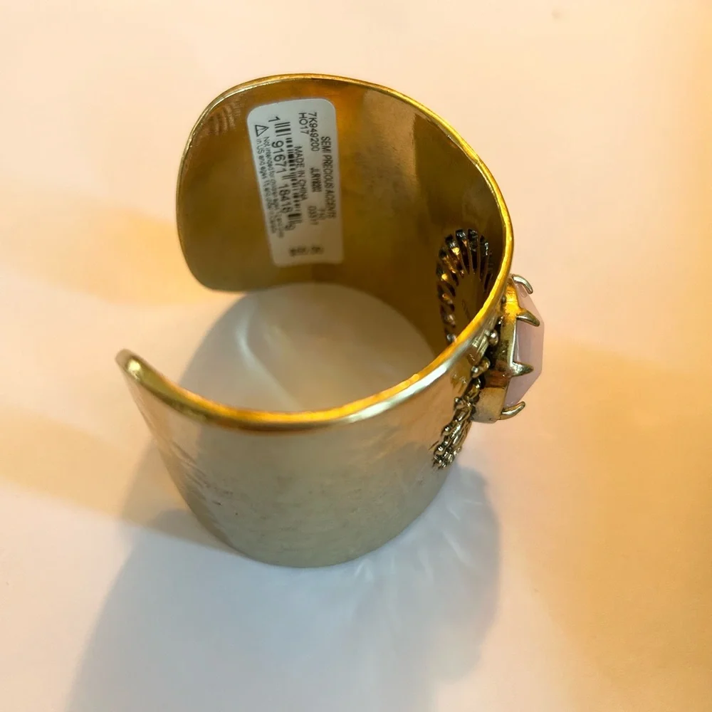 Lucky Brand Gold-Tone Cuff with Pink Center Stone - Semi Precious Stone